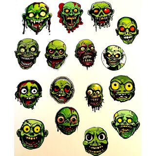 Zombie Smiley Face Stickers